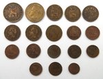 Lot mit überwiegend französischen und englischen Münzen des 19. Jahrhunderts, 18 Stück