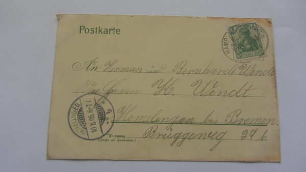 Postkarte Gruss aus Hechthausen, 1905, Original