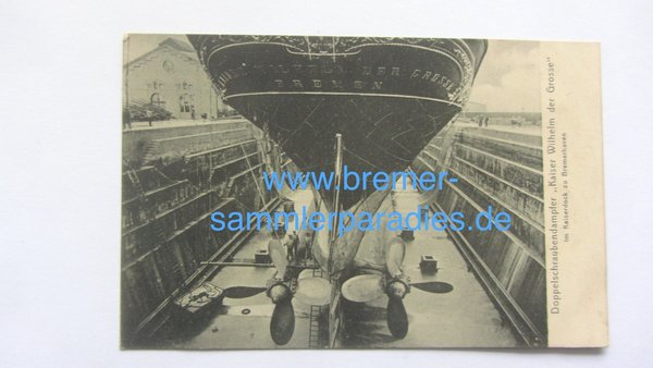Postkarte, Doppelschraubendampfer Kaiser Wilhelm der Große, Bremerhaven, 1908, Original
