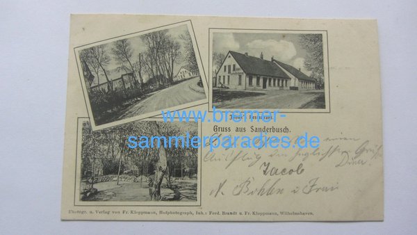 Postkarte, Gruss aus Sanderbusch, 1908, Original