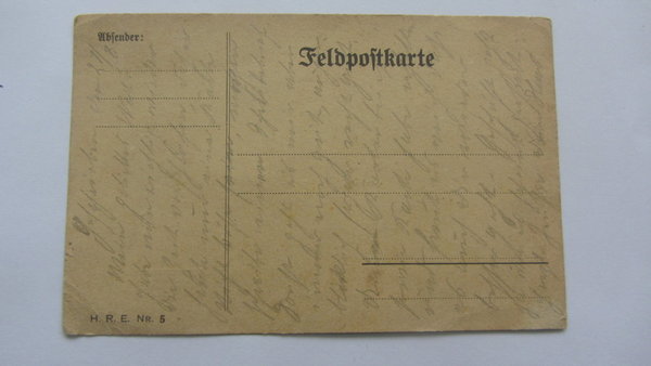 Handgemalte Feldpostkarte, 1915, Original