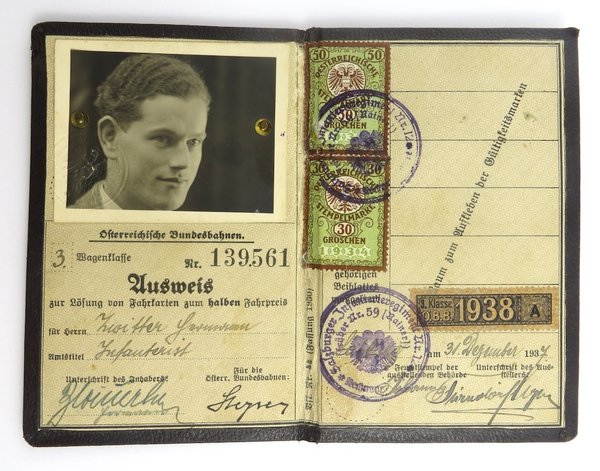 Österreich, Bundesbahnausweis für Bundesangestellten des Dienststandes, Original