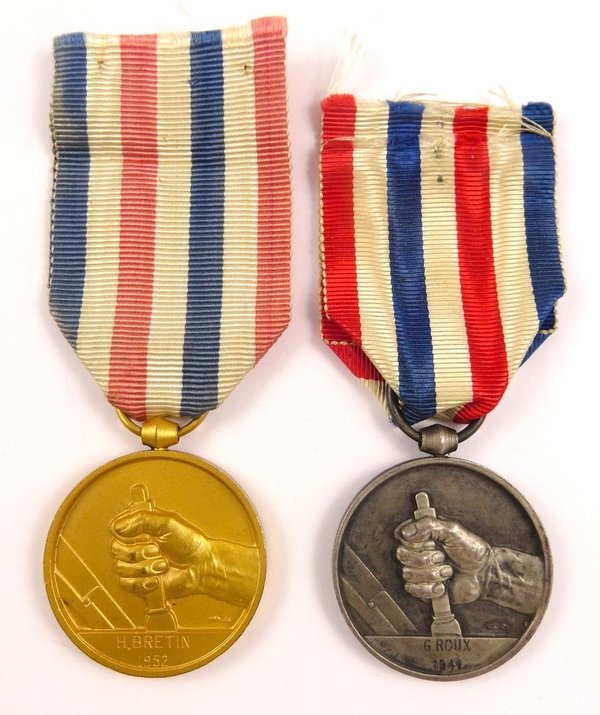 Frankreich, 2 x Eisenbahn Medaillen, Original