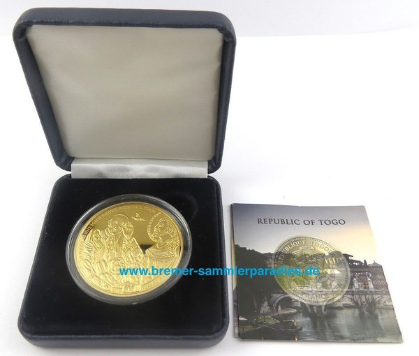 Togo, Gedenkmünze, 100 Francs, PP, 2013, vergoldet