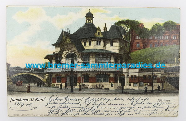 Postkarte Hamburg - St. Pauli Fährhaus, gelaufen, Original
