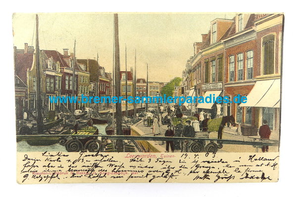 Postkarte Leeuwarden Tuinen, gelaufen, Original