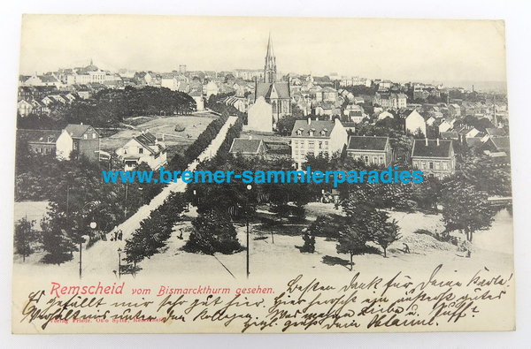 Postkarte Remscheid vom Bismarckturm gesehen, gelaufen, Original