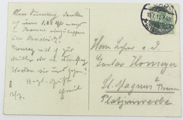 Postkarte Bad Qeynhausen, Anlage vor dem Königl. Kurhaus, gelaufen, Original