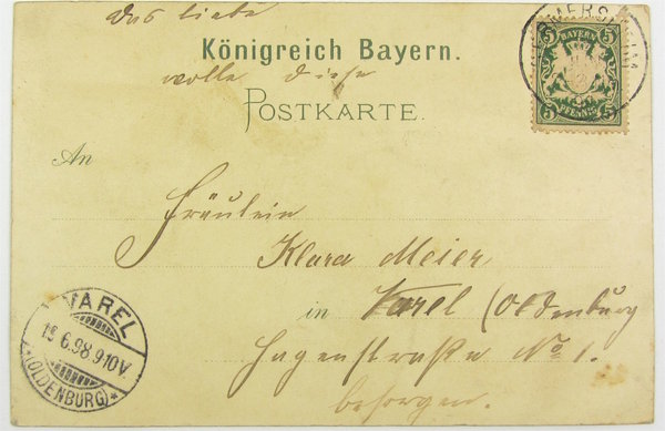Postkarte Gruss aus Germersheim, gelaufen, Original
