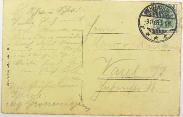 Postkarte Gruss aus dem Schützenhof, Bant, gelaufen, Original