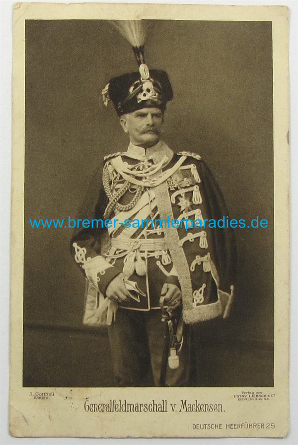 Postkarte Generalfeldmarschall v. Mackensen, gelaufen, Original