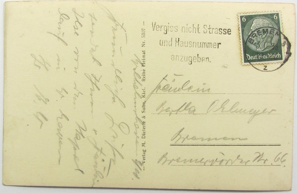 Postkarte Kriegsschiff, III. Reich, gelaufen, Original
