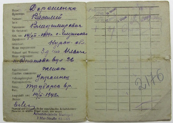 Meldekarte, besetzte Gebiete, Russland Mariupol, III. Reich, Original