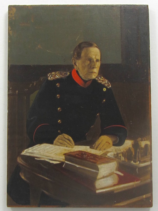 Miniaturmalerei eines deutschen Generals um 1900, Öl auf Holz