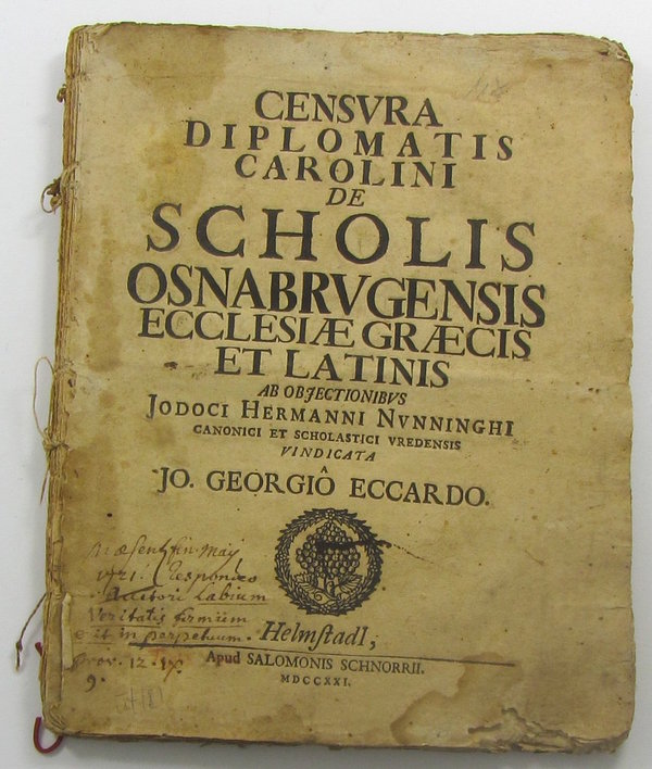 Geschichte Deplomatics, Osnabrück Druck Helmstadl 1721, 70 Seiten