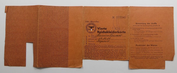 Vierte Reichskleiderkarte, III. Reich, Original