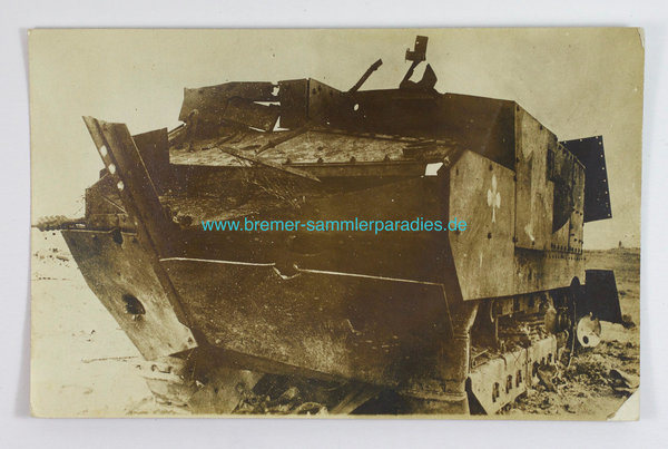 Foto, zerstörter Panzer, 1. Weltkrieg, Original