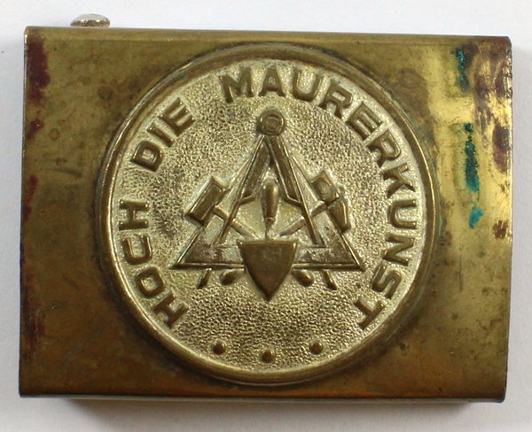 Antikes Koppelschloss Deutsches Maurerhandwerk, Hoch die Maurerkunst, um 1930, Original