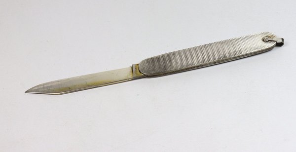 Antikes 925/935er Silber Taschenmesser, Handarbeit um 1910, blasvergoldet, 15 cm lang