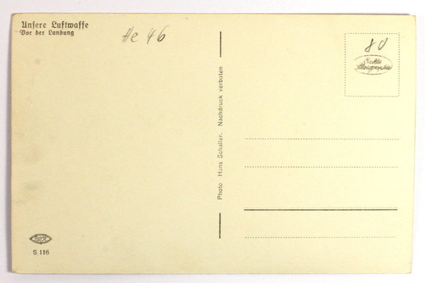 Postkarte, Unsere Luftwaffe vor der Landung, III. Reich, Original