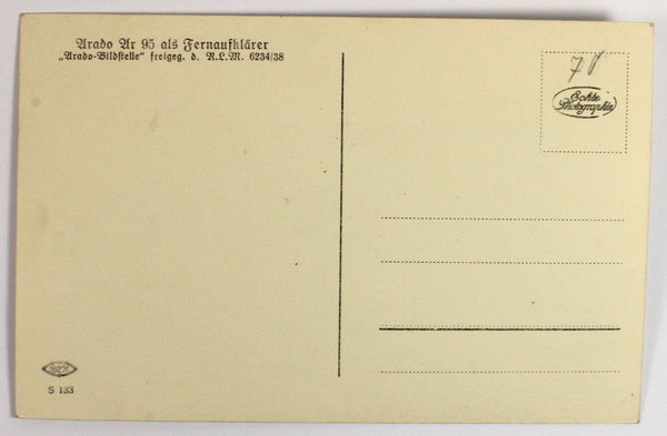 Postkarte, Urado Ur 95 als Fernaufklärer, III. Reich, Original