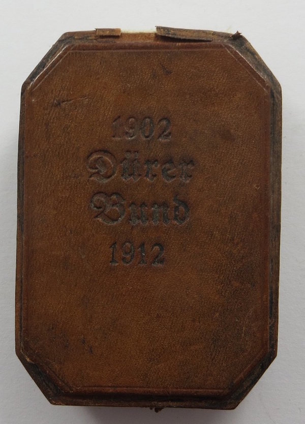 Bronzeplakette 10 Jahre Dürer Bund 1902-1912 im Etui, Original