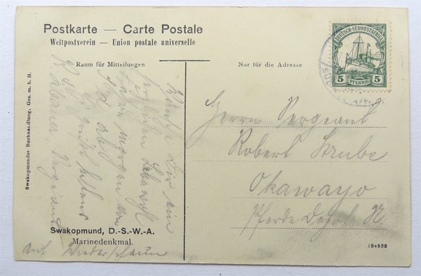 AK / Postkarte DSWA Swakopmund Marinedenkmal, gelaufen, Original