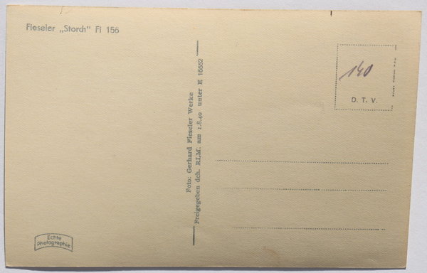 AK / Postkarte, Fieseler "Storch" Fi 156, 2. Weltkrieg, Original