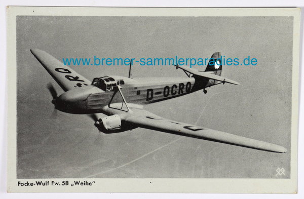 AK / Postkarte, Focke-Wulf Fw. 58 "Weihe", 2. Weltkrieg, Original