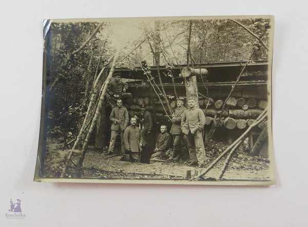 Großfoto mit deutschen Soldaten am Unterstand, 1. Weltkrieg, Original