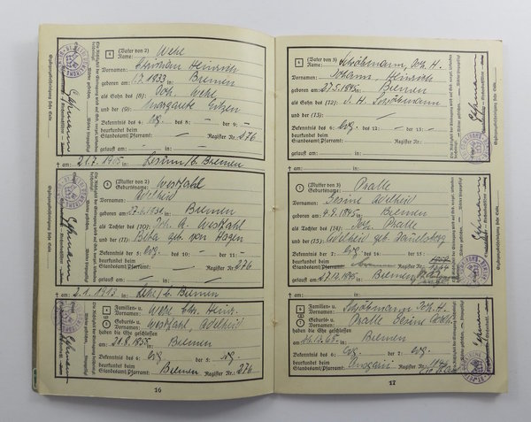 Ahnenpaß mit Geburtsurkunde aus der Weimarer Republik, Original