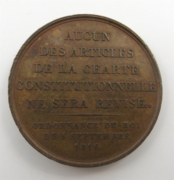 Frankreich, Bronzemedaille " LOUIS XVIII ROI DE FRANCE 1816 ", Original