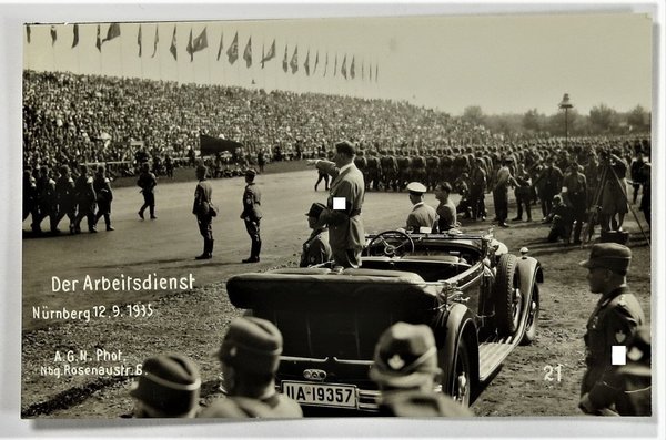 Foto von A. H. bei Arbeitsdienst, Nürnberg 12.09.1935, III. Reich, Original
