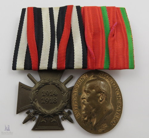 Bayern, Ordensspange mit zwei Auszeichnungen, Kaiserreich / 1. Weltkrieg, Original