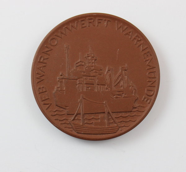 DDR, Rostock Medaille, 40 Jahre Warnowwerft Warnemünde, Meissen, Original