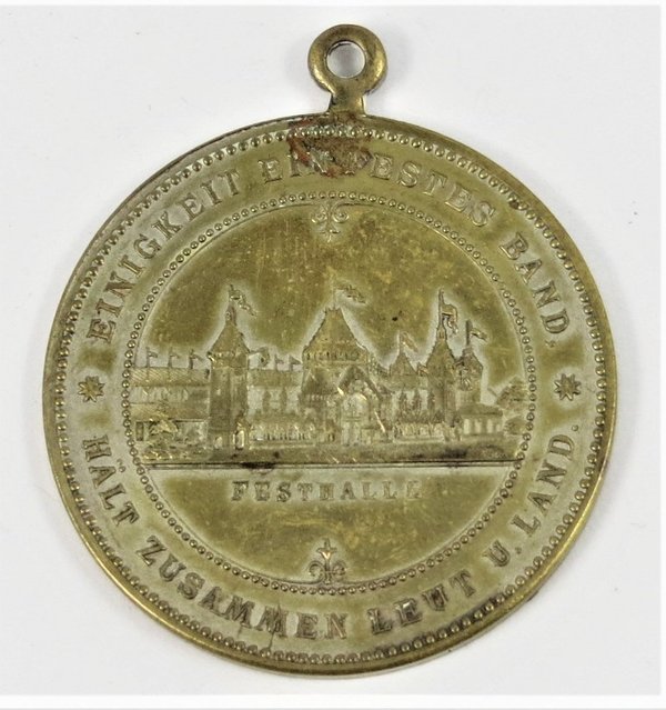 Bronzemedaille mit Wilhelm II, Einigkeit ein festes Band, Kaiserreich, Original