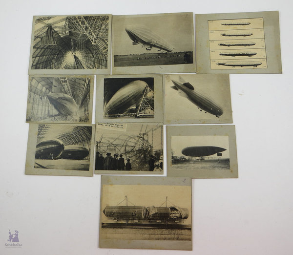 Konvolut mit zehn alten Fotos, Geschichte der Luftfahrt, Zeppelin, 1912, Original