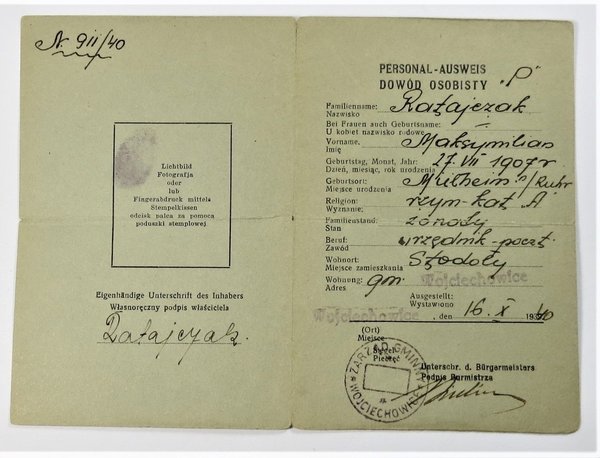 Personalausweis Dowod Osobisty, besetzte Gebiete Polen, 1940
