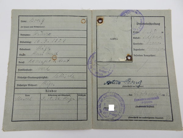 Rückkehrerausweis eines Mannes aus dem III. Reich, Original