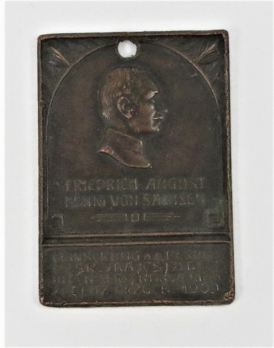 Friedrich August König von Sachsen Bronze Plakette, 1909, Sachsen, Original