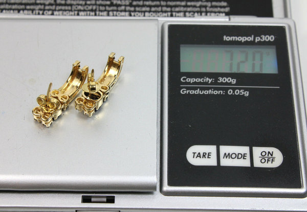 750er Gold Ohrringe mit Saphiren und Brillanten, ca. 0,35 ct in Weiß /vsi