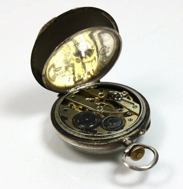 Antike Damen 800er Silber Taschenuhr, Jugendstil, blassvergoldet