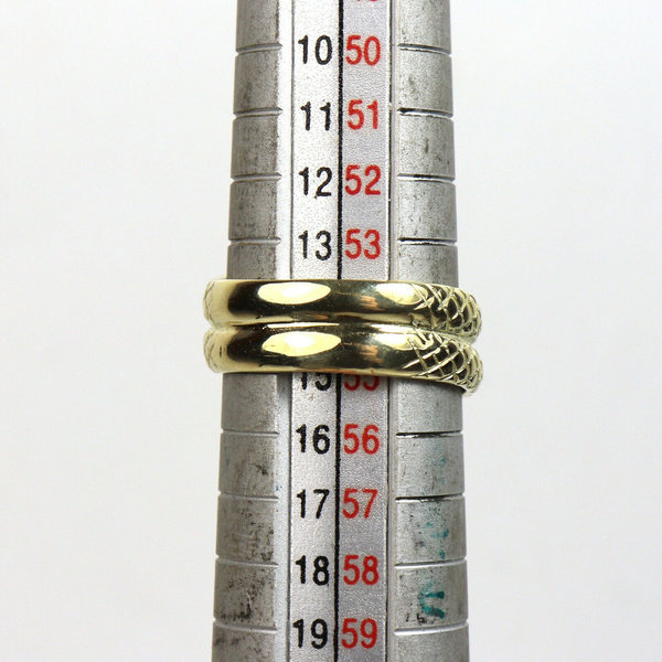 585er Gold Schlangenring mit zwei Diamanten, ca. 0,14 ct, Gr. 54,5