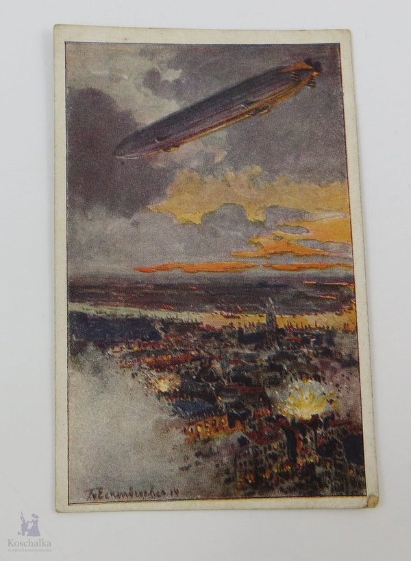 AK / Postkarte, Deutscher Luftflotten Verein, Zeppelin über Antwerpen, Original