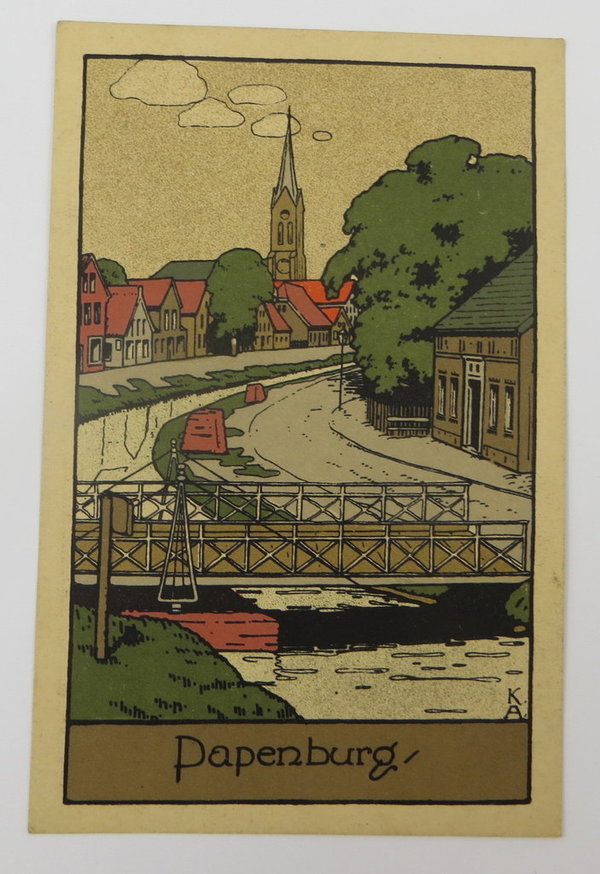 Ak / Postkarte, Papenburg, Künstler Stein, Zeichnung K.A. um 1910, Original