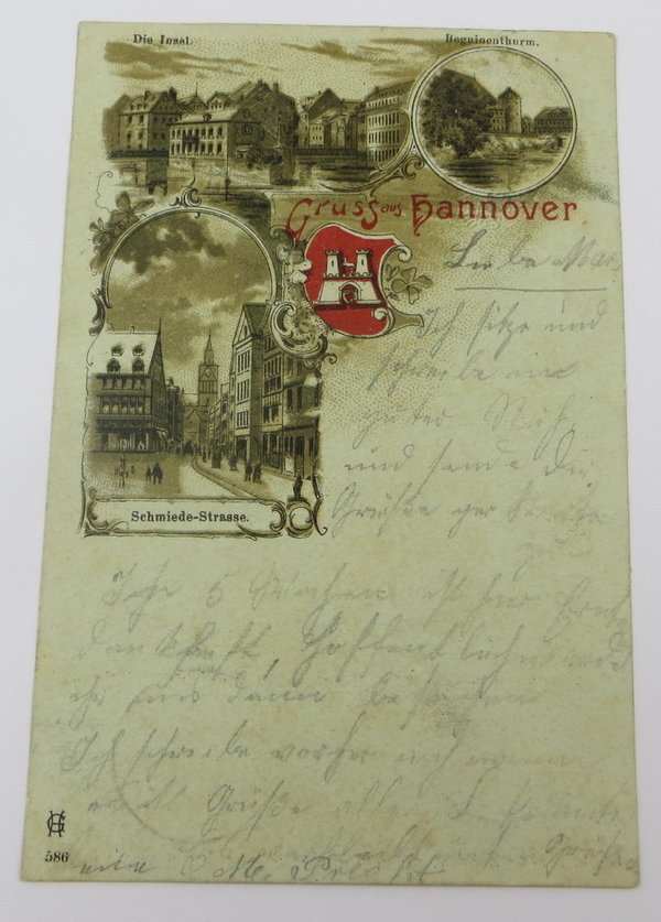 AK / Postkarte, Gruß aus Hannover, Litographie, 1899, gelaufen