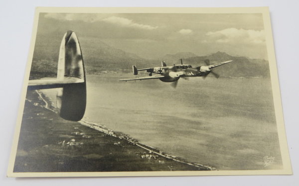 AK / Postkarte, Zerstörer Messerschmitt Me110 am Mittelmeer, III.Reich, Original