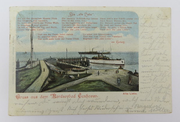 AK / Postkarte, Gruss aus dem Nordseebad Cuxhaven, Lithographie, 1902, Original