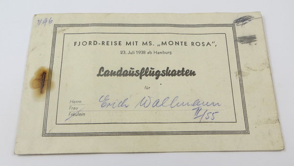 Landausflugskarten, Fjord-Reise mi MS. "Monte Rosa", 1938, Original