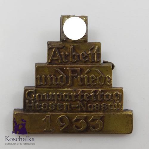 Abzeichen, Arbeit und Friede Gauparteitag Hessen - Nassau 1933, Original